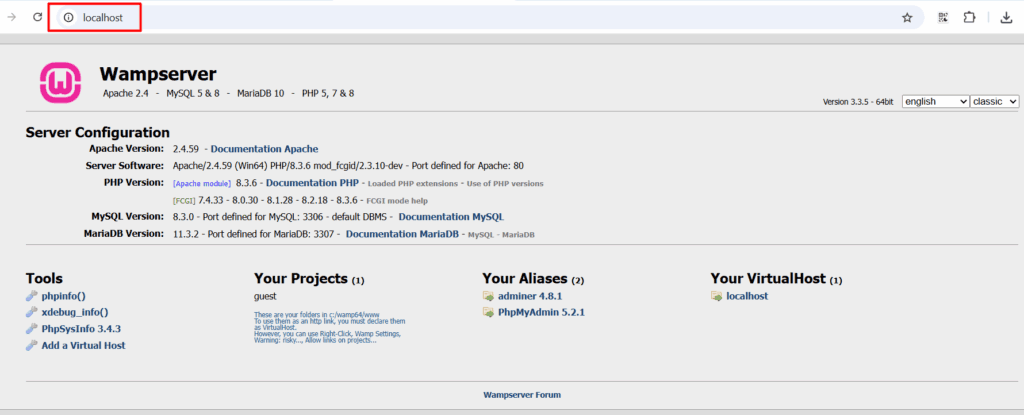 Apache service is working
