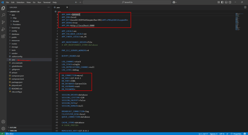 laravel for beginners .env file