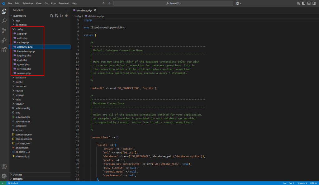 laravel for beginners config files