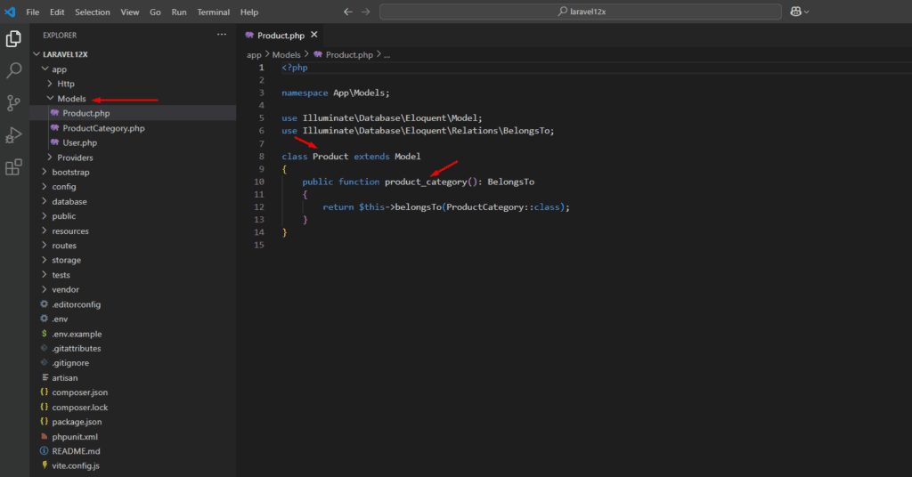 laravel for beginners model file Product