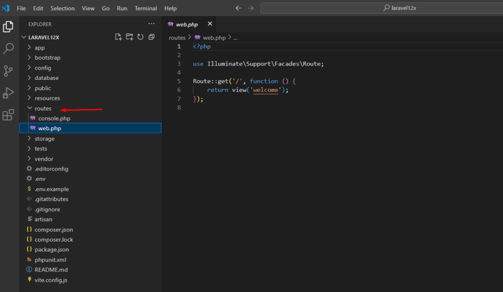 laravel for beginners route file