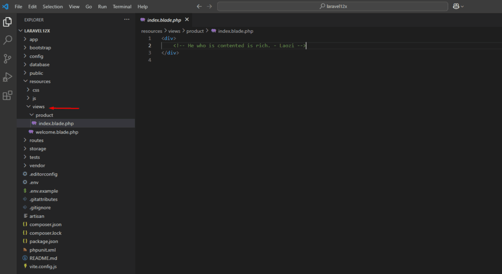 laravel for beginners view file