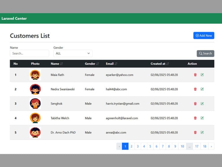 Laravel Ajax CRUD with Image Upload, Search, Sort, and Pagination