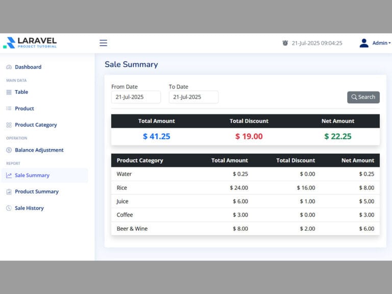 laravel-jquery-pos-sales-reports