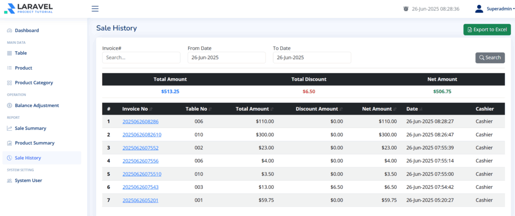 Laravel Vue.js POS Tutorial – sale history report