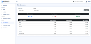 Laravel Vue.js POS Sale Report – sale summary report