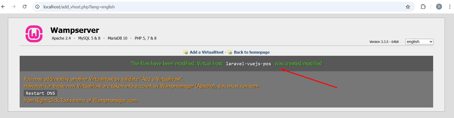 Laravel Vue.js POS – create virtual host 3
