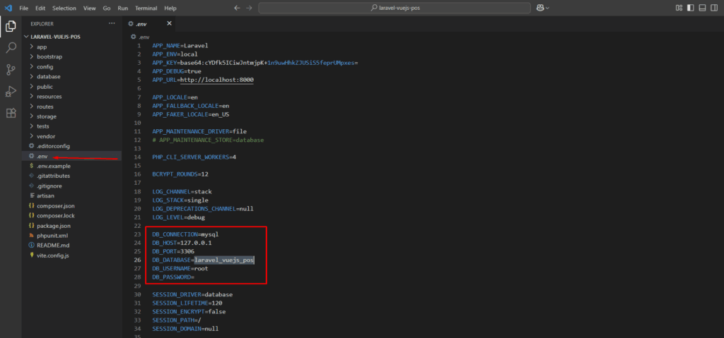 Laravel Vue.js POS – database connection