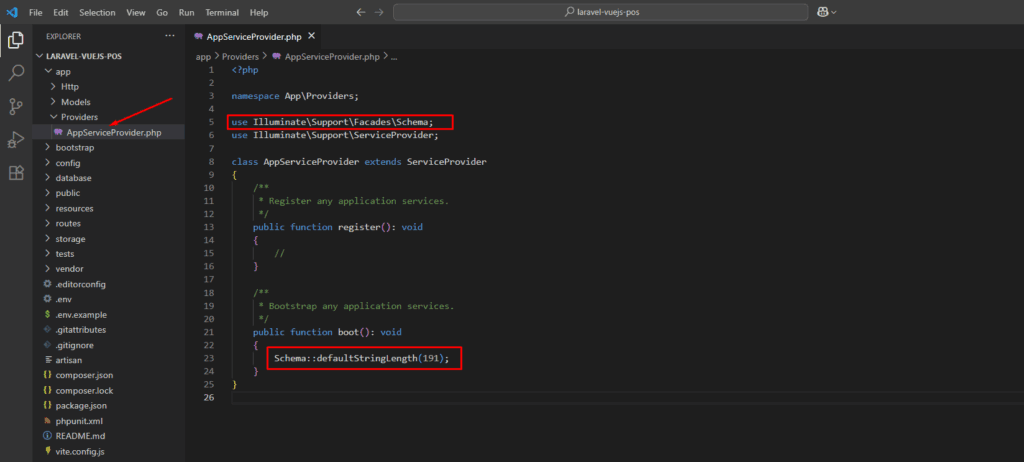 Laravel Vue.js POS –set default string length