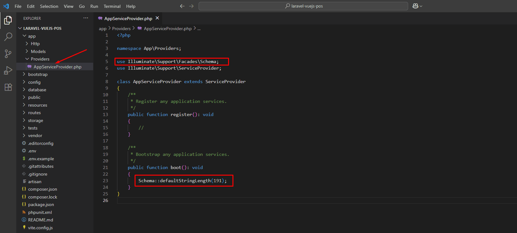 Laravel Vue.js POS –set default string length