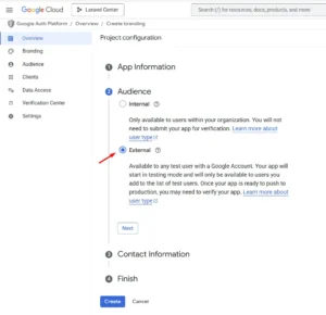Google OAuth Consent Audience